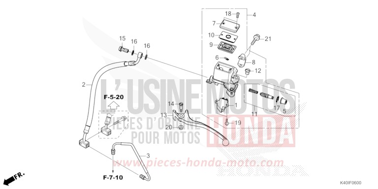 REAR BRAKE MASTER CYLINDER for Forza 125 MAT CARNELIAN RED METALLIC (R384) from 2022